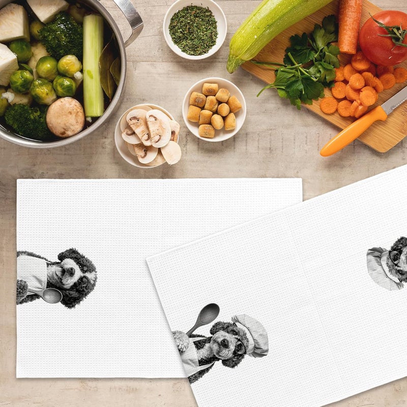 Mcehtle Funny Bernedoodle Kitchen Towels Set of 2, Dog Kitchen Accessories, Dog Chef Gift Hand Towel, Gifts for Dogs Mom Lovers Women, Dining Room Decorative Tea Towel Dish Towels 16x24 Inch - Image 5